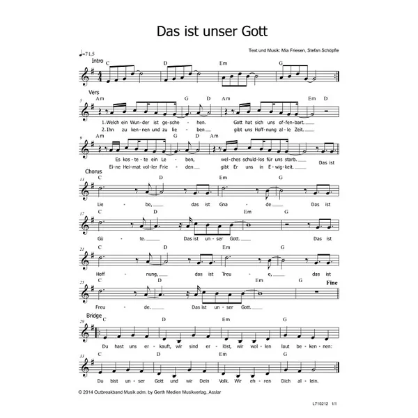 Produktbild des Artikels Das ist unser Gott (Noten - Download)