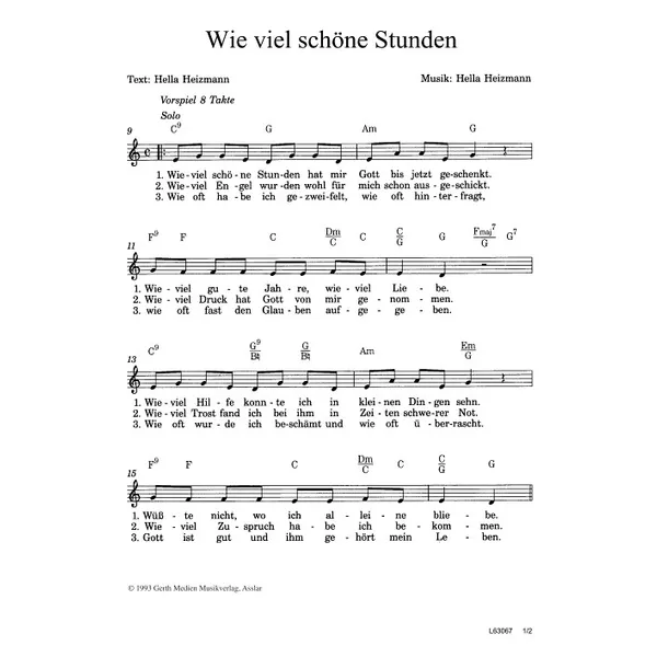 Produktbild des Artikels Wie viel schöne Stunden (Noten - Download)