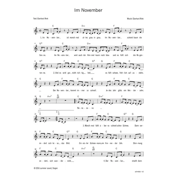 Produktbild des Artikels Im November (Noten - Download)