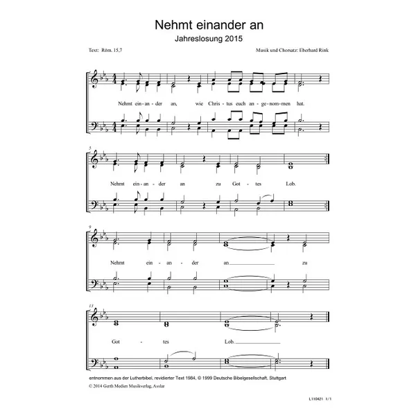 Produktbild des Artikels Nehmt einander an (Noten - Download)
