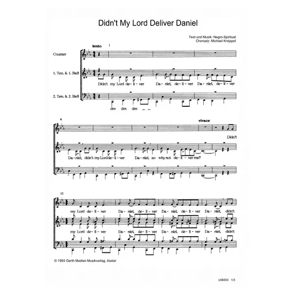 Produktbild des Artikels Didn't My Lord Deliver Daniel (Noten - Download)