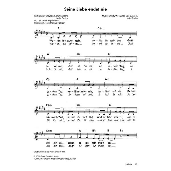Produktbild des Artikels Seine Liebe endet nie (Noten - Download)