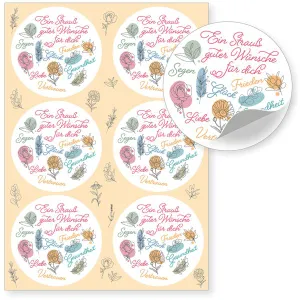 Produktbild des Artikels Aufkleber-Grußkarten: Ein Strauß guter Wünsche, 4 Stück (Schreibwaren)