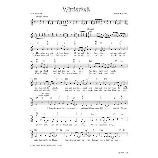 Produktbild des Artikels Winterzeit (Noten - Download)