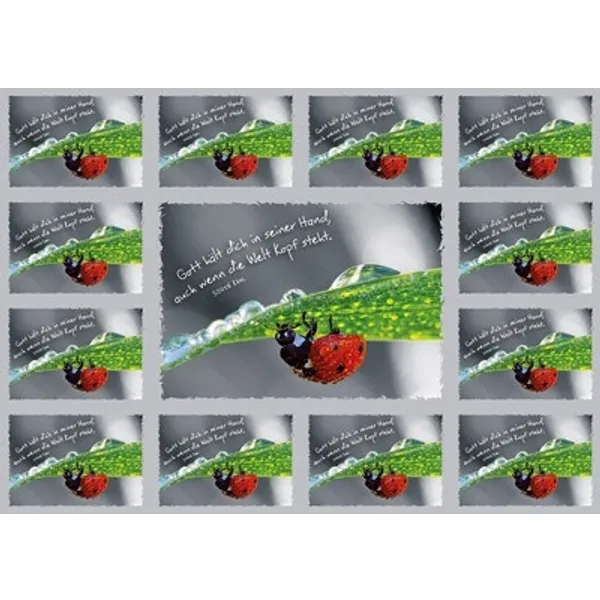 Produktbild des Artikels Aufkleber-Gruß-Karten: Gott hält dich in seiner Hand - 4 Stück (Schreibwaren)