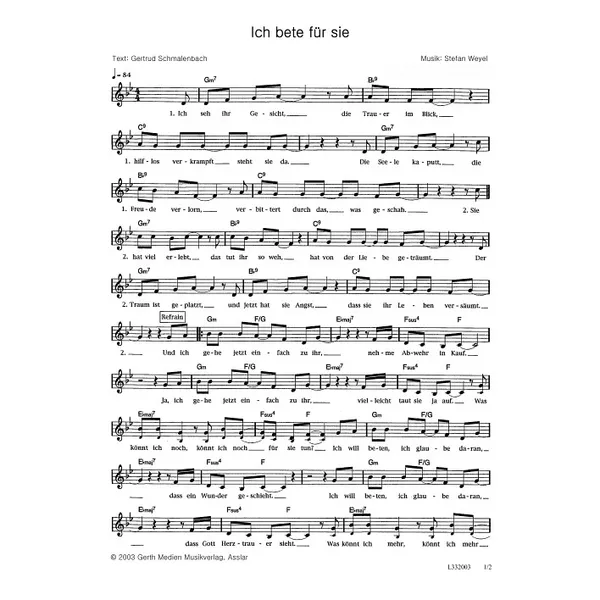 Produktbild des Artikels Ich bete für sie (Noten - Download)