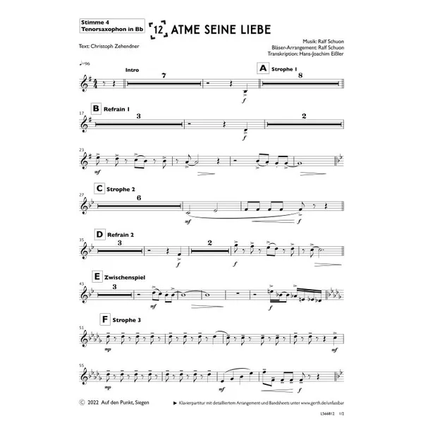 Produktbild des Artikels Atme seine Liebe (Tenorsaxophon in Bb) (Noten - Download)