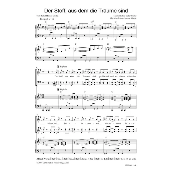 Produktbild des Artikels Der Stoff, aus dem die Träume sind (Noten - Download)