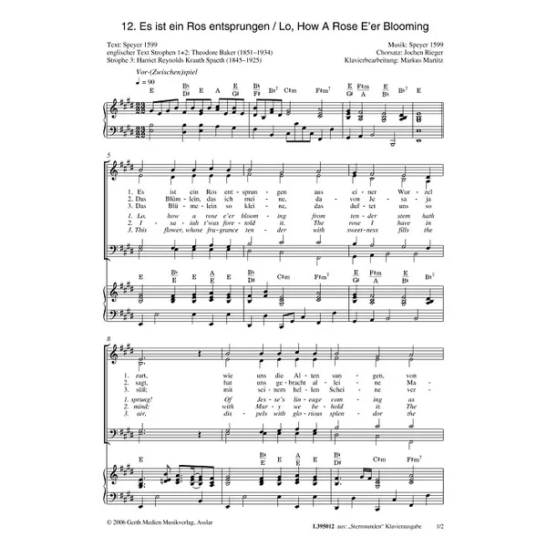 Produktbild des Artikels Es ist ein Ros entsprungen (Noten - Download)