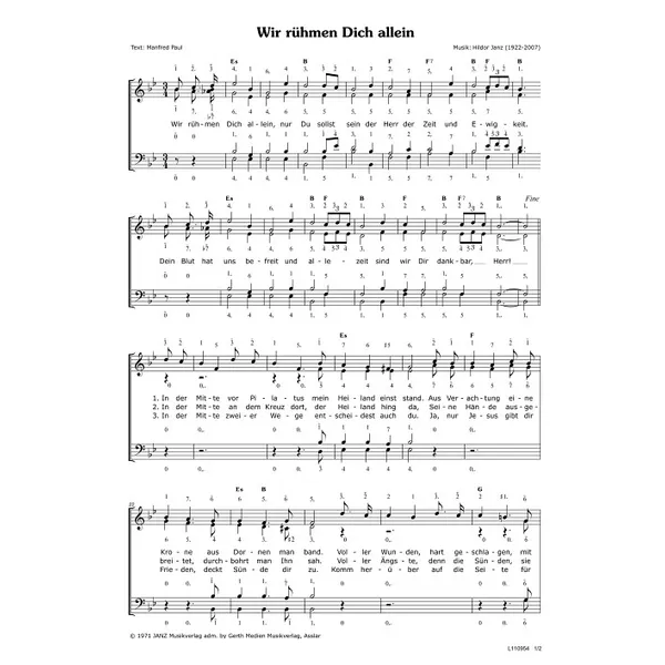 Produktbild des Artikels Wir rühmen dich allein (Noten - Download)