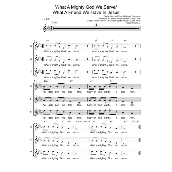 Produktbild des Artikels What A Mighty God We Serve / What A Friend We Have In Jesus (Noten - Download)