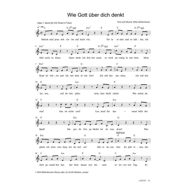Produktbild des Artikels Wie Gott über dich denkt (Noten - Download)
