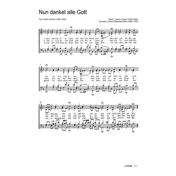 Produktbild des Artikels Nun danket alle Gott (Noten - Download)