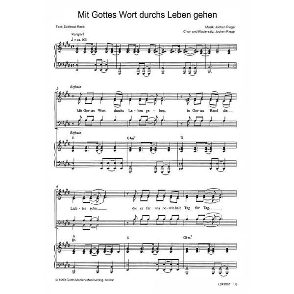 Produktbild des Artikels Mit Gottes Wort durchs Leben gehen (Noten - Download)