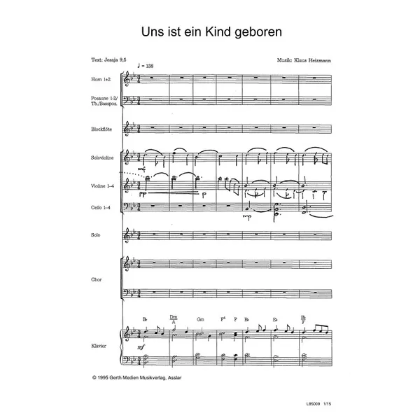 Produktbild des Artikels Uns ist ein Kind geboren (Noten - Download)