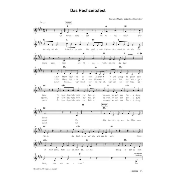 Produktbild des Artikels Das Hochzeitsfest (Noten - Download)