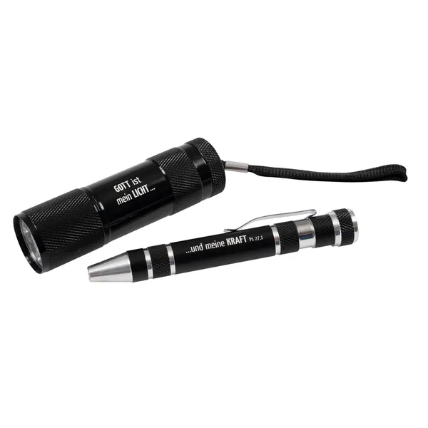 Produktbild des Artikels Multifunktionswerkzeug und LED-Taschenlampe - schwarz ()