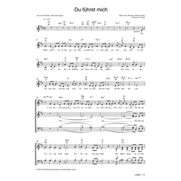 Produktbild des Artikels Du führst mich (Noten - Download)