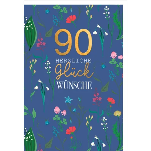 Produktbild des Artikels Faltkarte "90 Blüten Glückwünsche" - Geburtstag (Schreibwaren)
