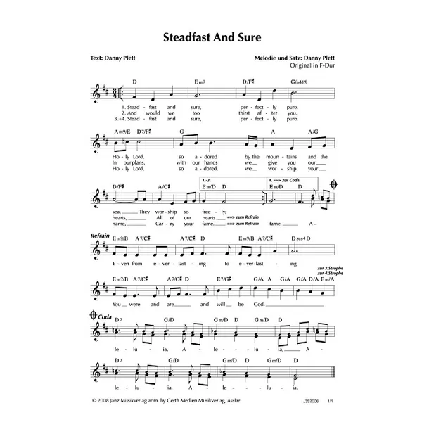 Produktbild des Artikels Steadfast And Sure (Noten - Download)