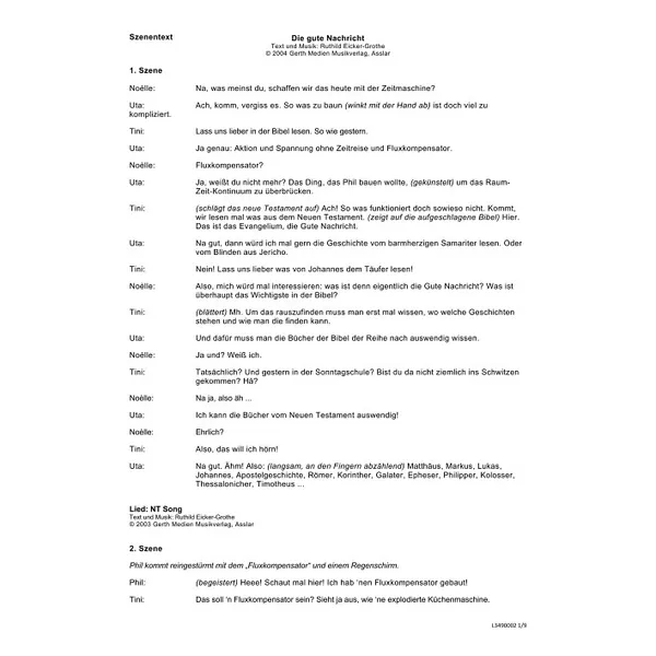Produktbild des Artikels Die gute Nachricht (Szenentexte) (Noten - Download)