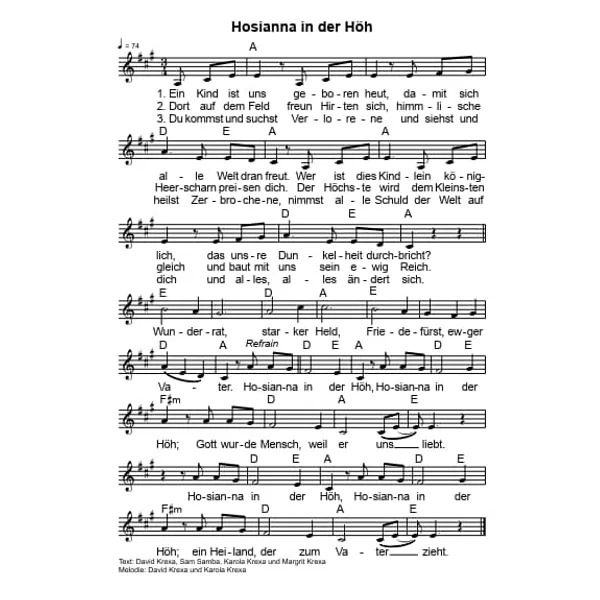 Produktbild des Artikels Hosianna in der Höh (Noten - Download)