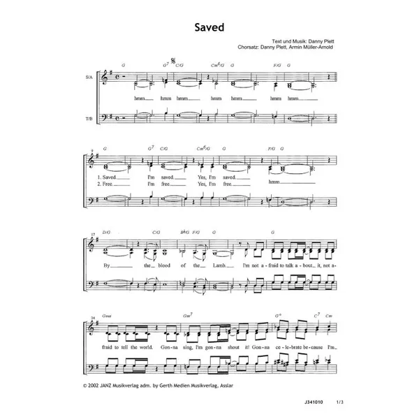 Produktbild des Artikels Saved (Noten - Download)