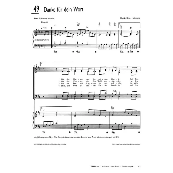 Produktbild des Artikels Danke für dein Wort (Noten - Download)