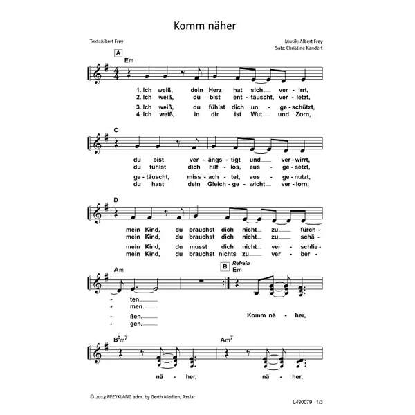 Produktbild des Artikels Komm näher (Noten - Download)