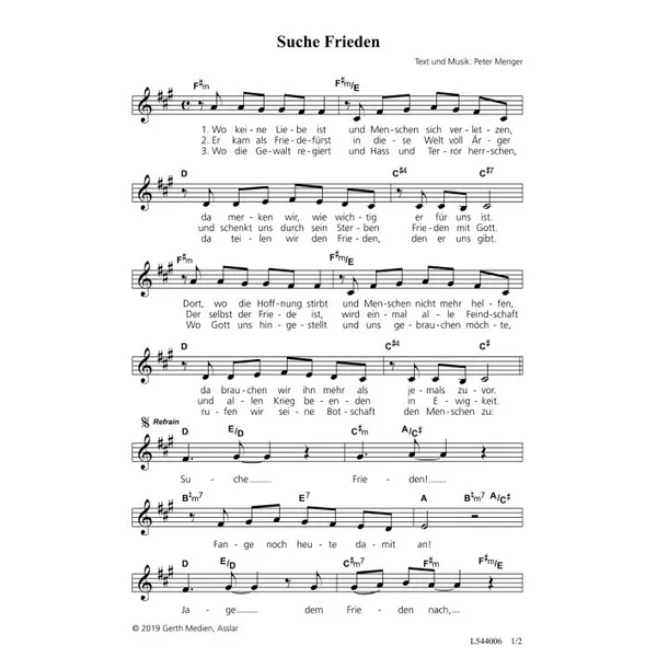 Produktbild des Artikels Suche Frieden (Noten - Download)