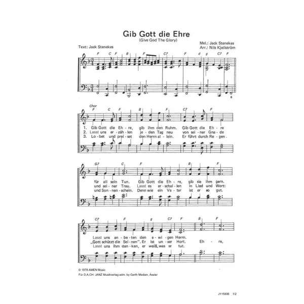 Produktbild des Artikels Gib Gott die Ehre (Noten - Download)