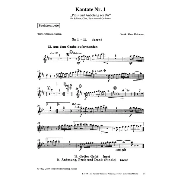 Produktbild des Artikels Preis und Anbetung sei Dir (Bachtrompete) (Noten - Download)