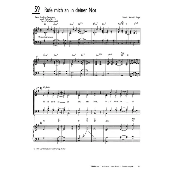 Produktbild des Artikels Rufe mich an in deiner Not (Noten - Download)