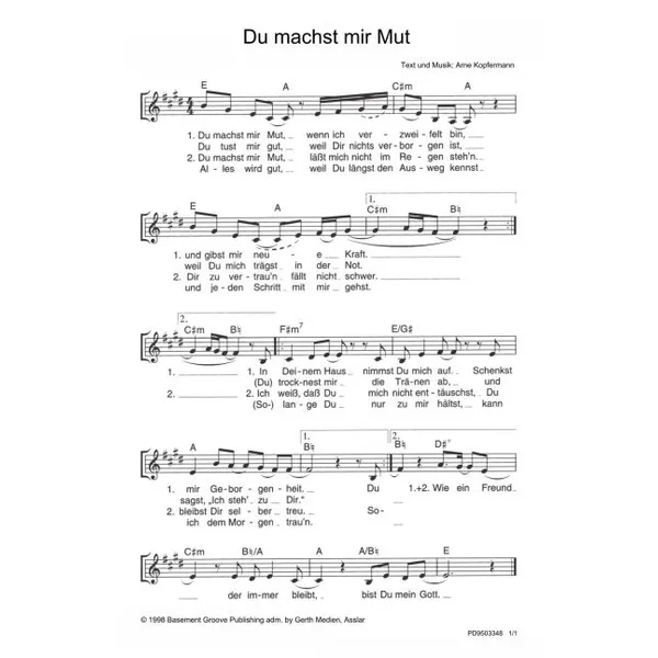 Produktbild des Artikels Du machst mir Mut (Noten - Download)