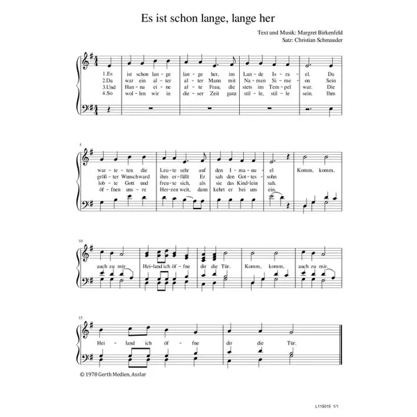 Produktbild des Artikels Es ist schon lange, lange her (Noten - Download)