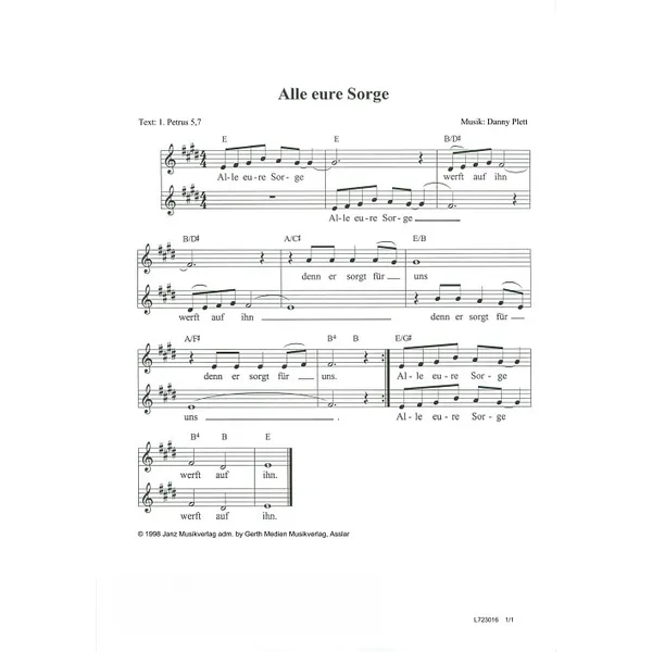 Produktbild des Artikels Alle eure Sorgen werfet auf ihn (Noten - Download)