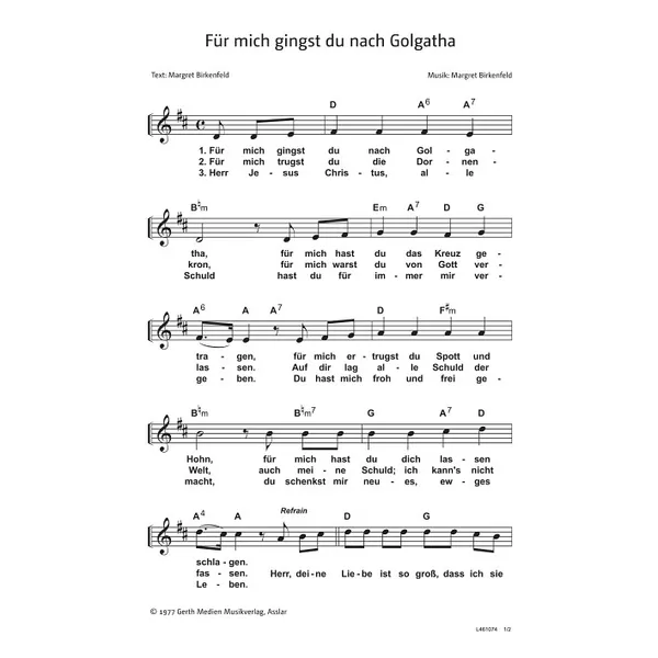 Produktbild des Artikels Für mich gingst du nach Golgatha (Noten - Download)