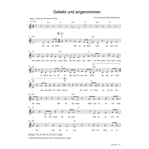 Produktbild des Artikels Geliebt und angenommen (Noten - Download)