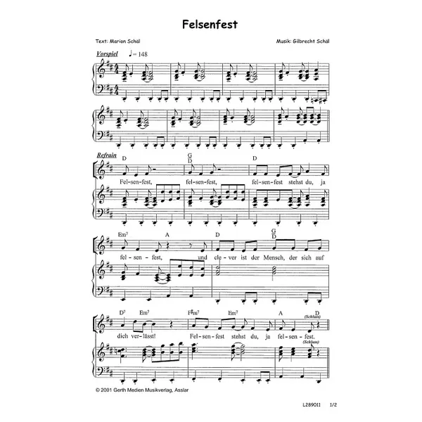 Produktbild des Artikels Felsenfest (Noten - Download)