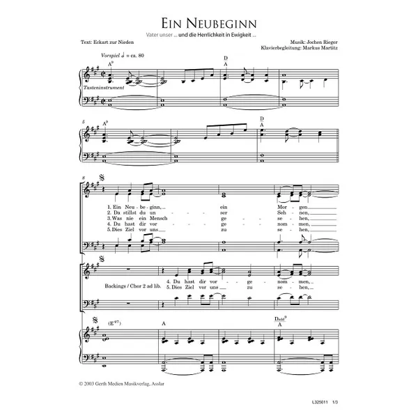 Produktbild des Artikels Ein Neubeginn (Noten - Download)