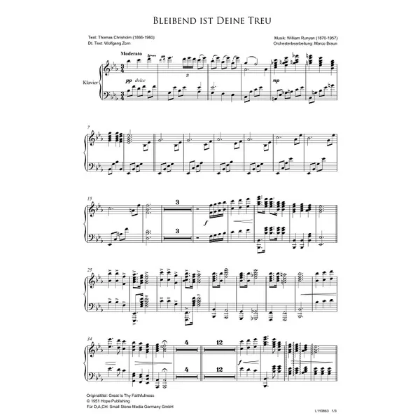 Produktbild des Artikels Bleibend ist deine Treu (Klavier) (Noten - Download)