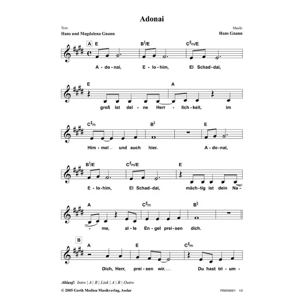 Produktbild des Artikels Adonai (Noten - Download)