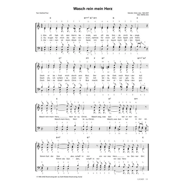 Produktbild des Artikels Wasch rein mein Herz (Noten - Download)