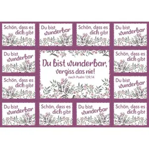 Produktbild des Artikels Aufkleber-Grußkarten: Du bist wunderbar, vergiss das nie! 4 Stück (Schreibwaren)