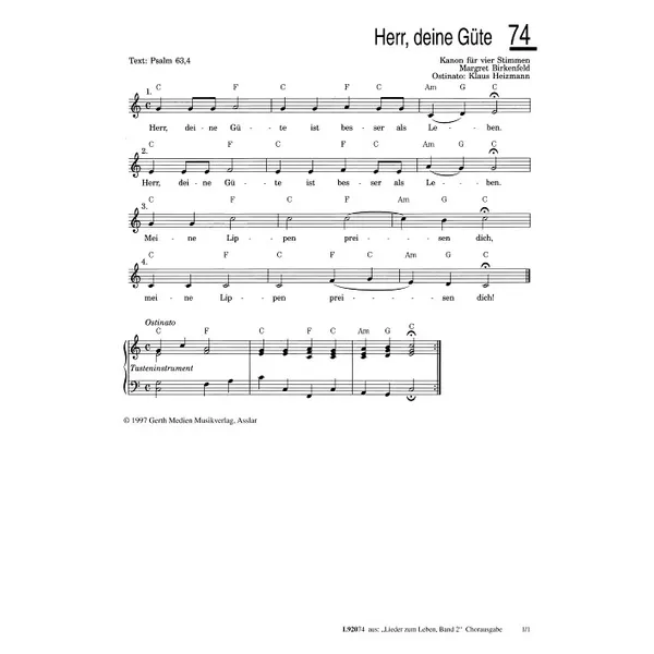 Produktbild des Artikels Herr, deine Güte (Noten - Download)
