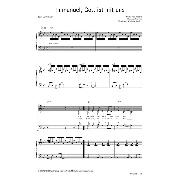 Produktbild des Artikels Immanuel, Gott ist mit uns (Noten - Download)