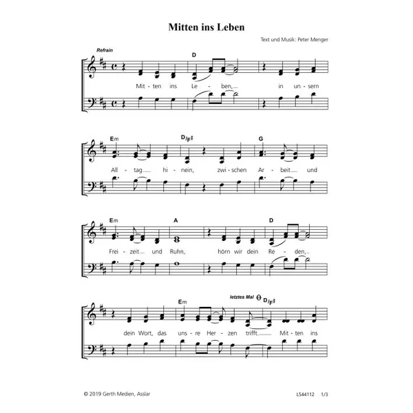 Produktbild des Artikels Mitten ins Leben (Noten - Download)