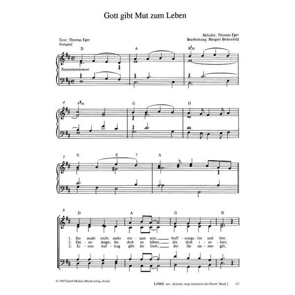 Produktbild des Artikels Gott gibt Mut zum Leben (Noten - Download)