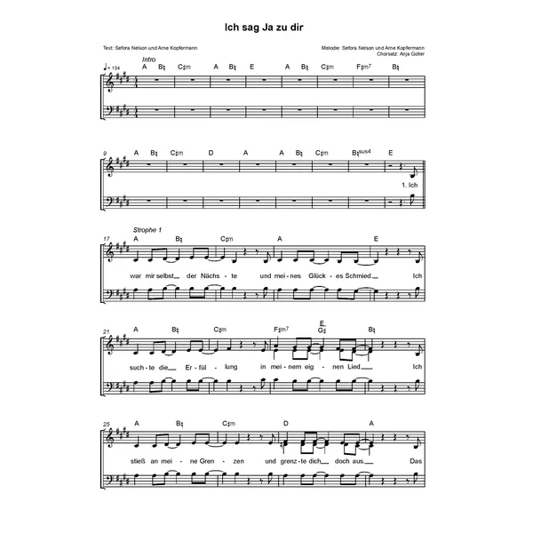 Produktbild des Artikels Ich sag Ja zu dir (Noten - Download)