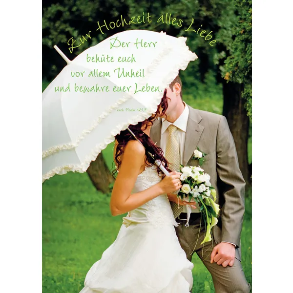 Produktbild des Artikels Faltkarte "Zur Hochzeit alles Liebe! Der Herr behüte euch ..." - 5 Stück (Schreibwaren)